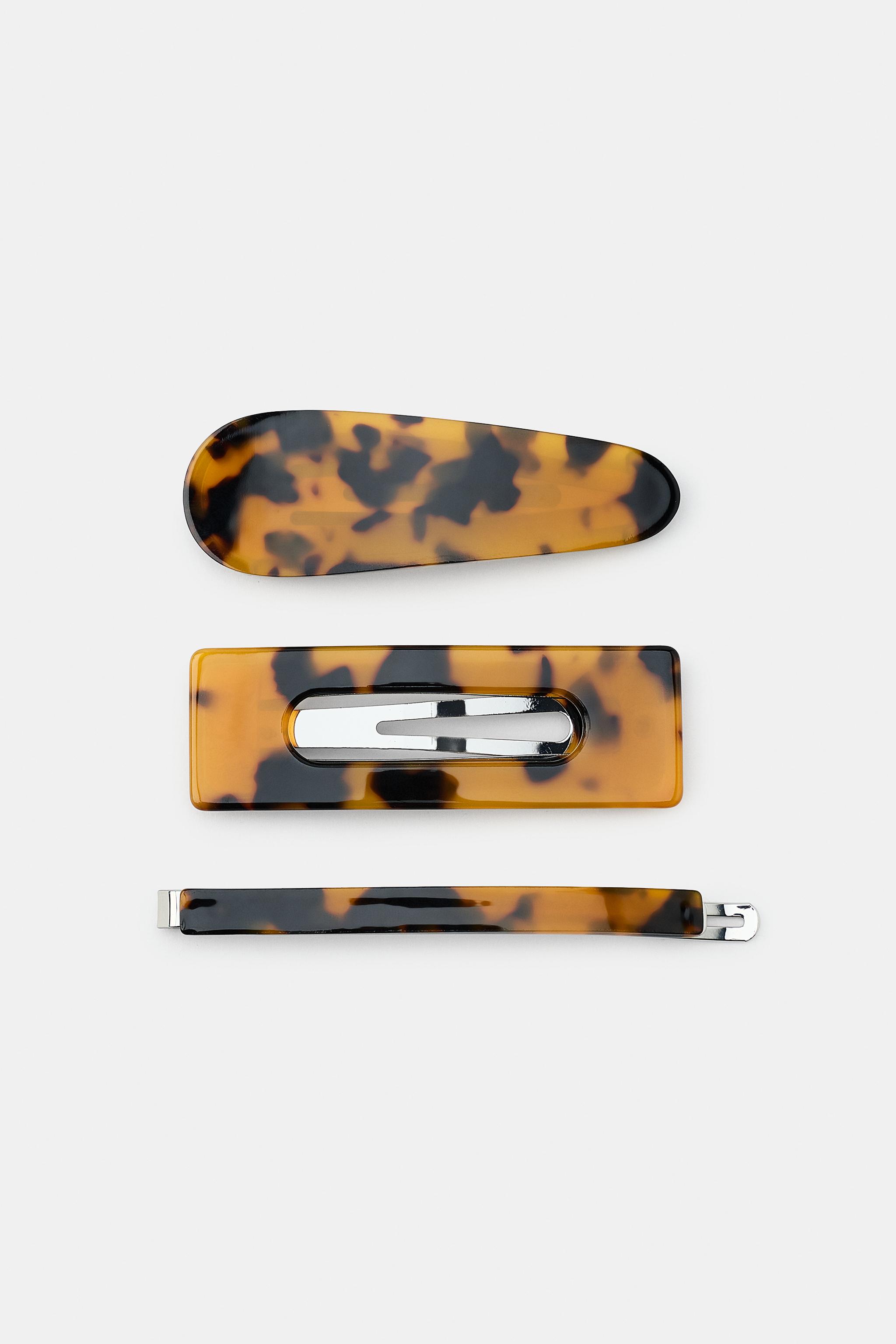 LOT DE 3 PINCES EN ACÉTATE DE FORMES VARIÉES